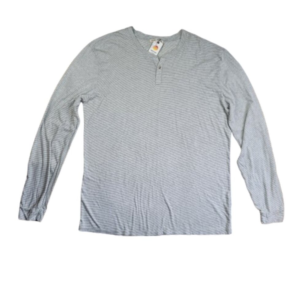 Marine Layer Peralta MicroModal Stripe Henley Gray Long Sleeve L - Picture 11 of 11